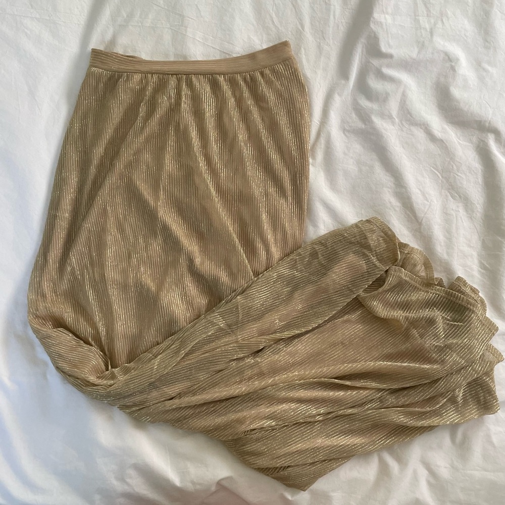 Lulu's Shimmery Gold Maxi Skirt